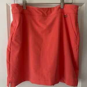 Golf Skirt size 8 with built-in stretchy 3” shorts. Coral Sunrise.